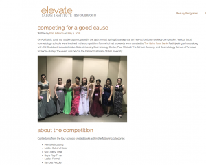 Screenshot from a blog about ESI Chubbuck's competition for charity.