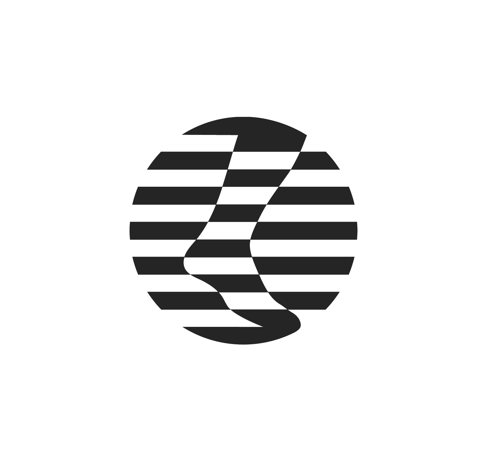 round striped logo featuring a foot in motion