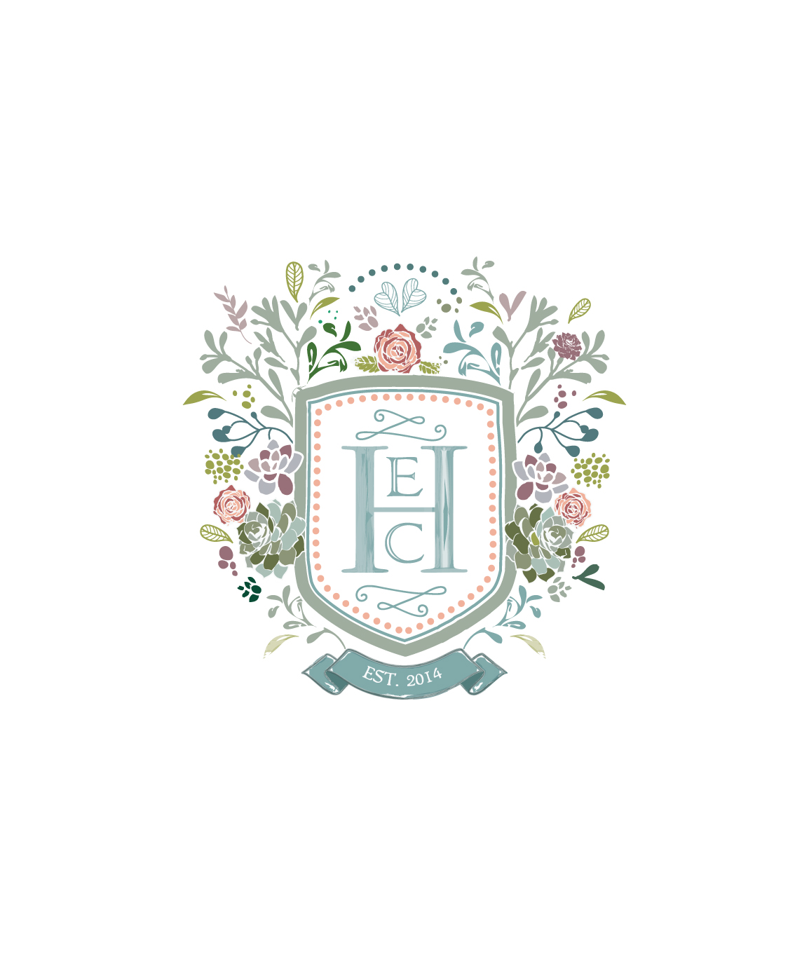 pastel-colored crest featuring the letters E, C and H