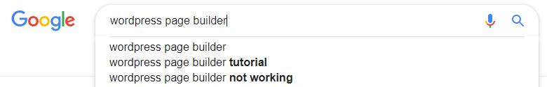Google Autocomplete Predicting WordPress Page Builder Text