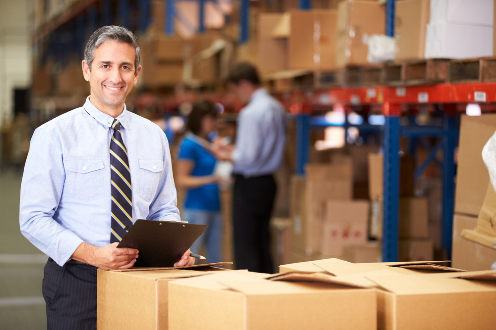 businessman at warehouse