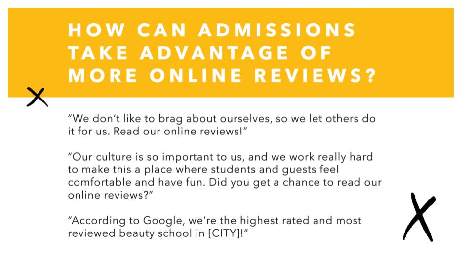 How admissions can take advantage of reviews