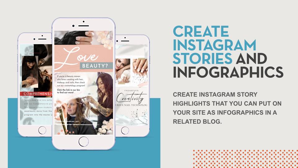 Example of Instagram stories and infographics