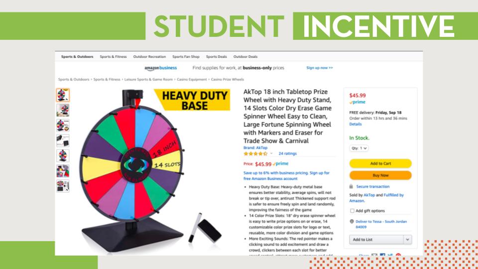 Example of a product to incentivize students