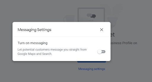 Example of what messaging settings look like.