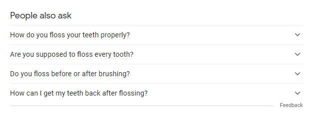 People also ask box for a dental query.