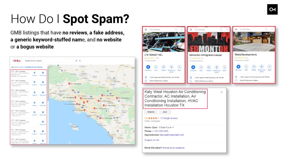 Example of spam listings