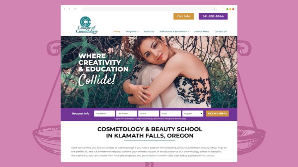 College of Cosmetology's new website